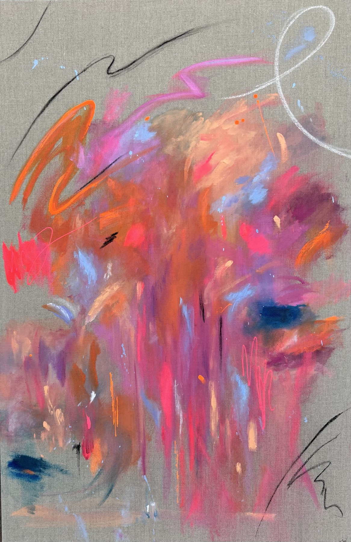 Farbenfrohes abstraktes Mixed-Media-Werk